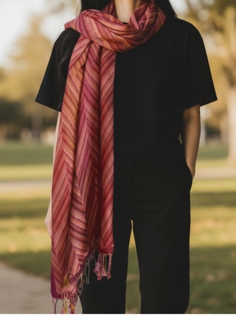 Raya Red Hues Bohemian Chic Oversized Scarf
